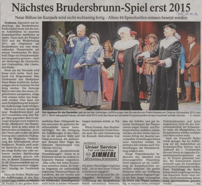 Nächstes Brudersbrunn-Spiel erst 2015