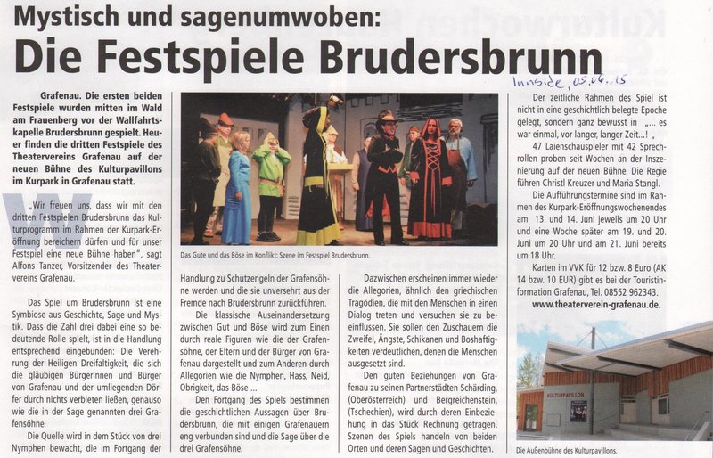 Mystisch und sagenumwoben: Die Festspiele Brudersbrunn