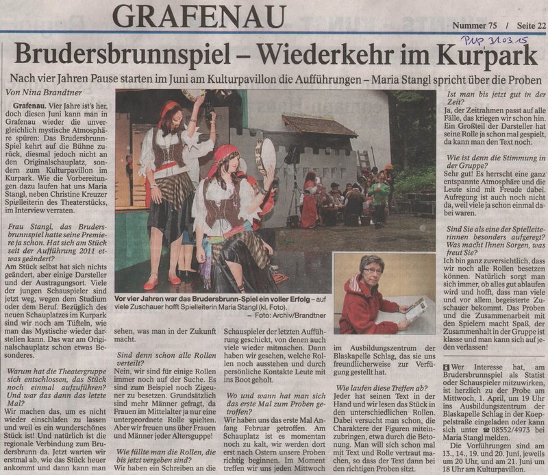 Brudersbrunnspiel – Wiederkehr im Kurpark